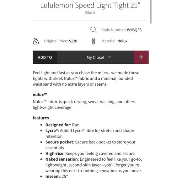 Lululemon speed light tights black side stripes with pockets 4 - Picture 4 of 13